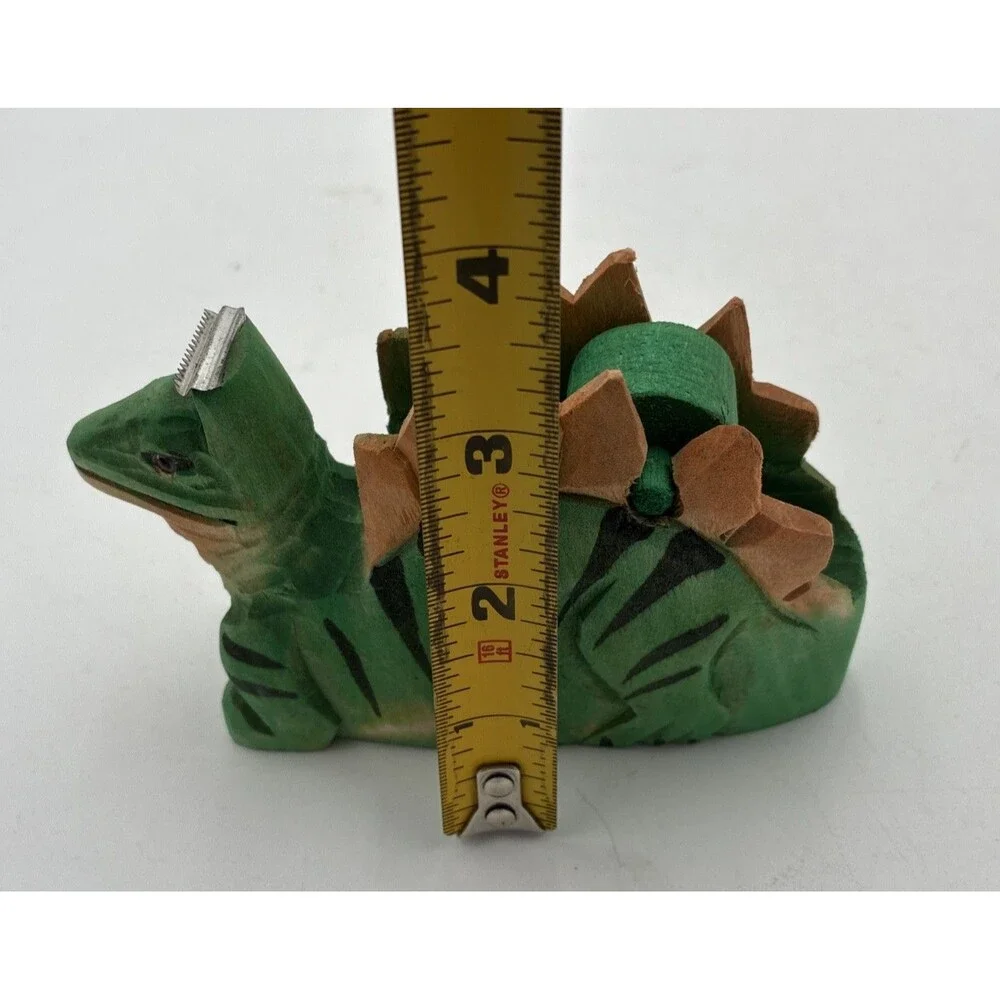 dinosaur head shape Tape Dispenser desk top wood carving